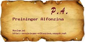 Preininger Alfonzina névjegykártya